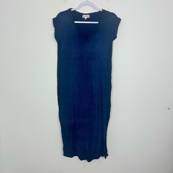 Anthropologie Cloth & Stone Nila T shirt Maxi Dress Side Slits Blue Size XS - Picture 2 of 12